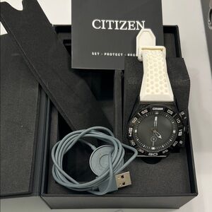 Citizen Black Dial Watch with White Strap